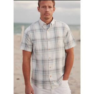 Weatherproof Vintage NWT Plaid Short Sleeve Shirt Men’s XL Soothing Sea